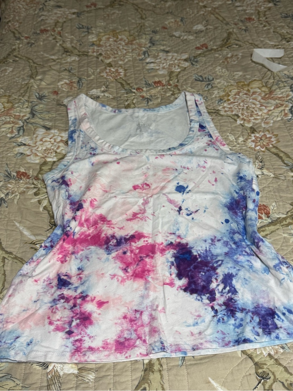 torrid White Tank Top with Pink & Blue Tie-Dye
